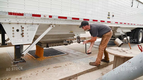 Farmer Unloading Corn from Hopper Bottom Semi to Grain Pit - 461