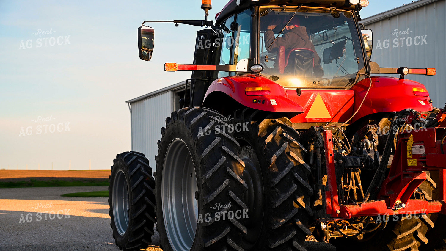 Farmer Driving Away into Tractor Cab 25346
