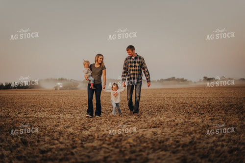 Farm Family Walking in Field 9274