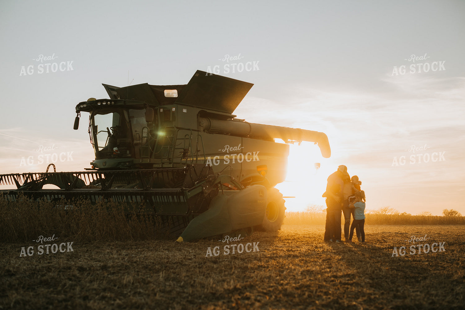 Farm Family Hugging in Soybean Field 6968