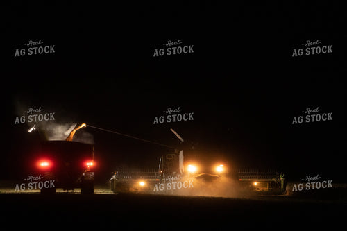 Grain Cart and Combine in Soybean Field at Night 5168