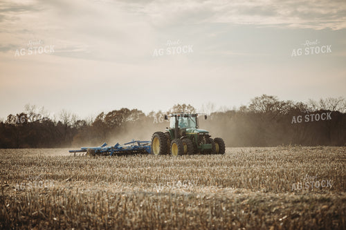 Tractor Disking Corn Field 3616