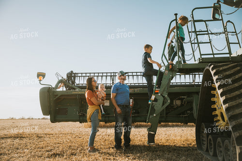 Farm Family Getting Into Combine 7218