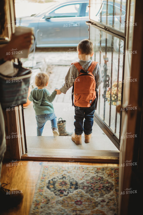 Farm Kids Exiting House 6815