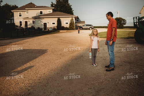 Farmer Talking to Daughter at Sunset 4535