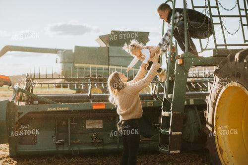 Farm Family Getting Out of Combine 6871