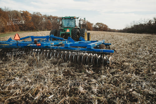 Tractor Disking Corn Field 3632