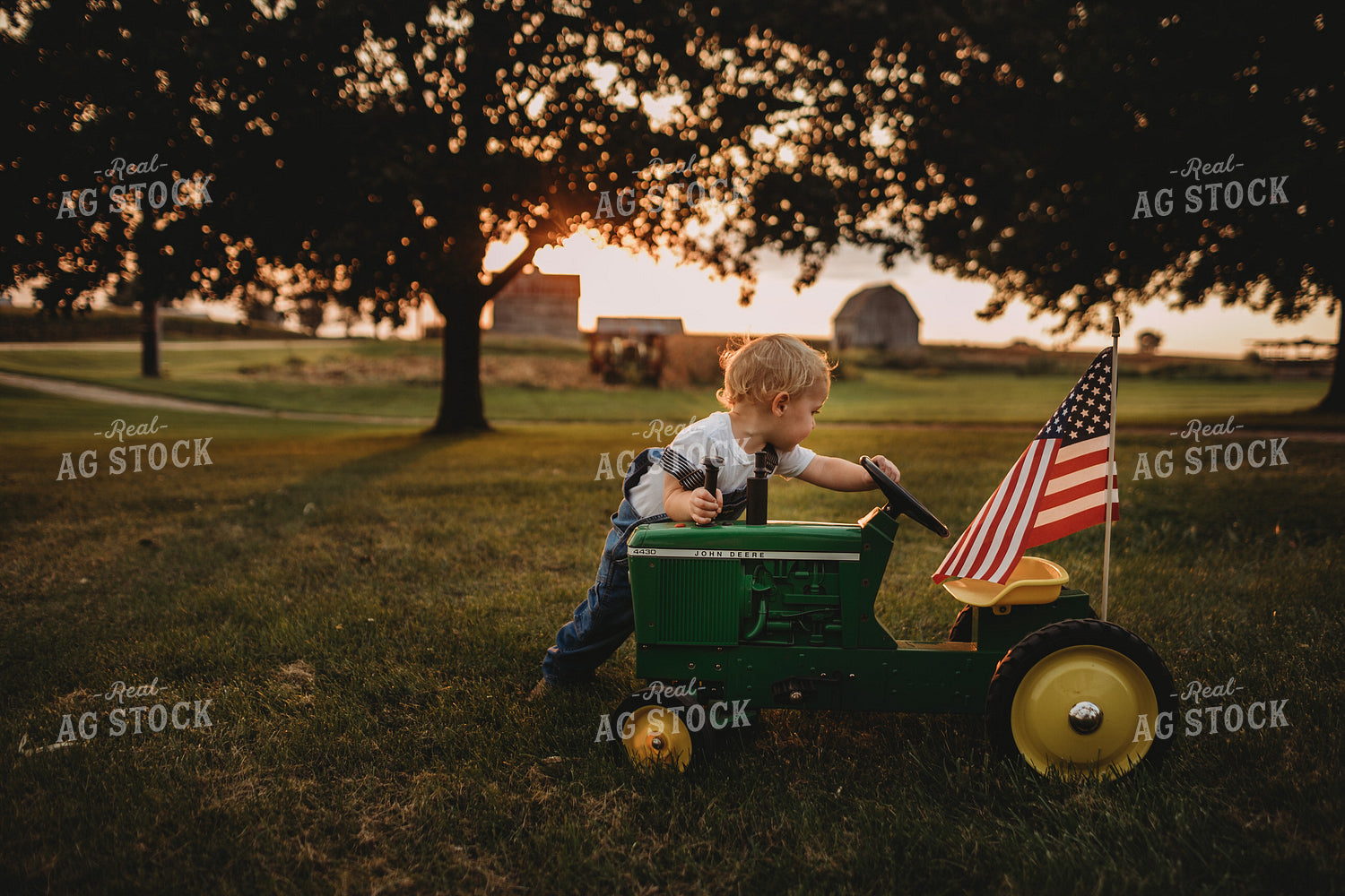 Farm Kids with American Flag 4639