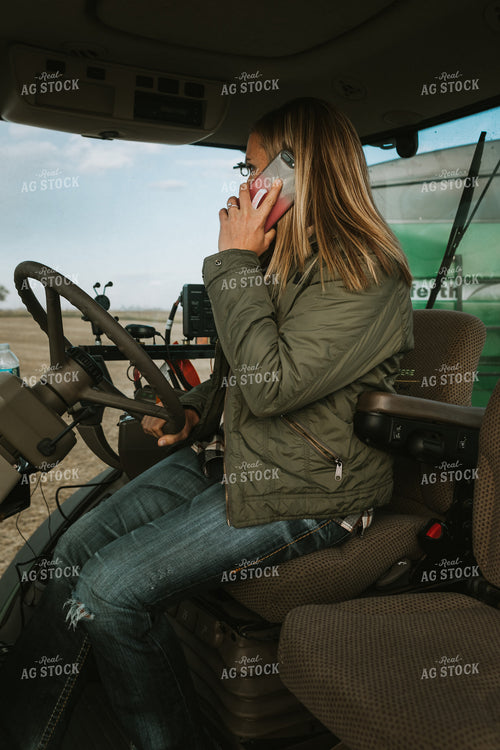 Female Farmer in Tractor with Grain Cart 3504