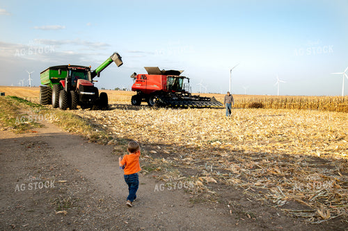Grandson Running to Grandfather Farmer 25815