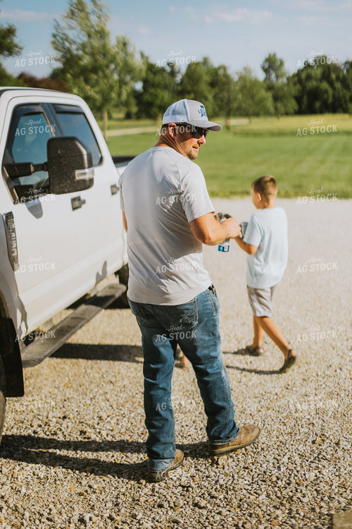 Farm Family Getting Out of Truck 8726