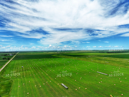 Aerial of Baled Hay Field 141339
