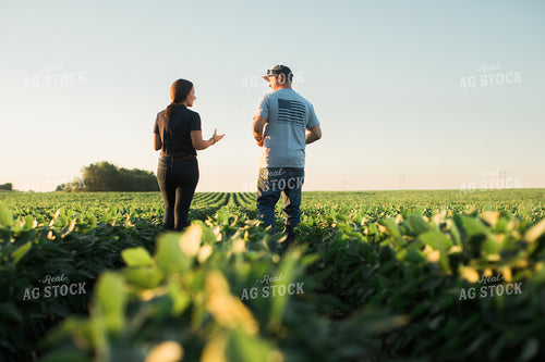 Agronomist and Farmer Scouting Soybean Field 6114