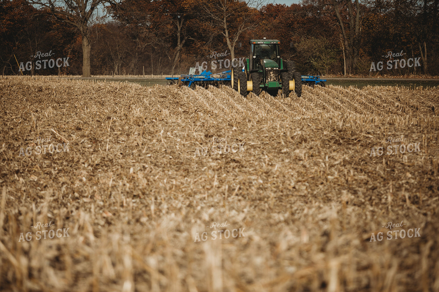Tractor Disking Corn Field 3618