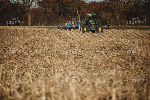 Tractor Disking Corn Field 3618